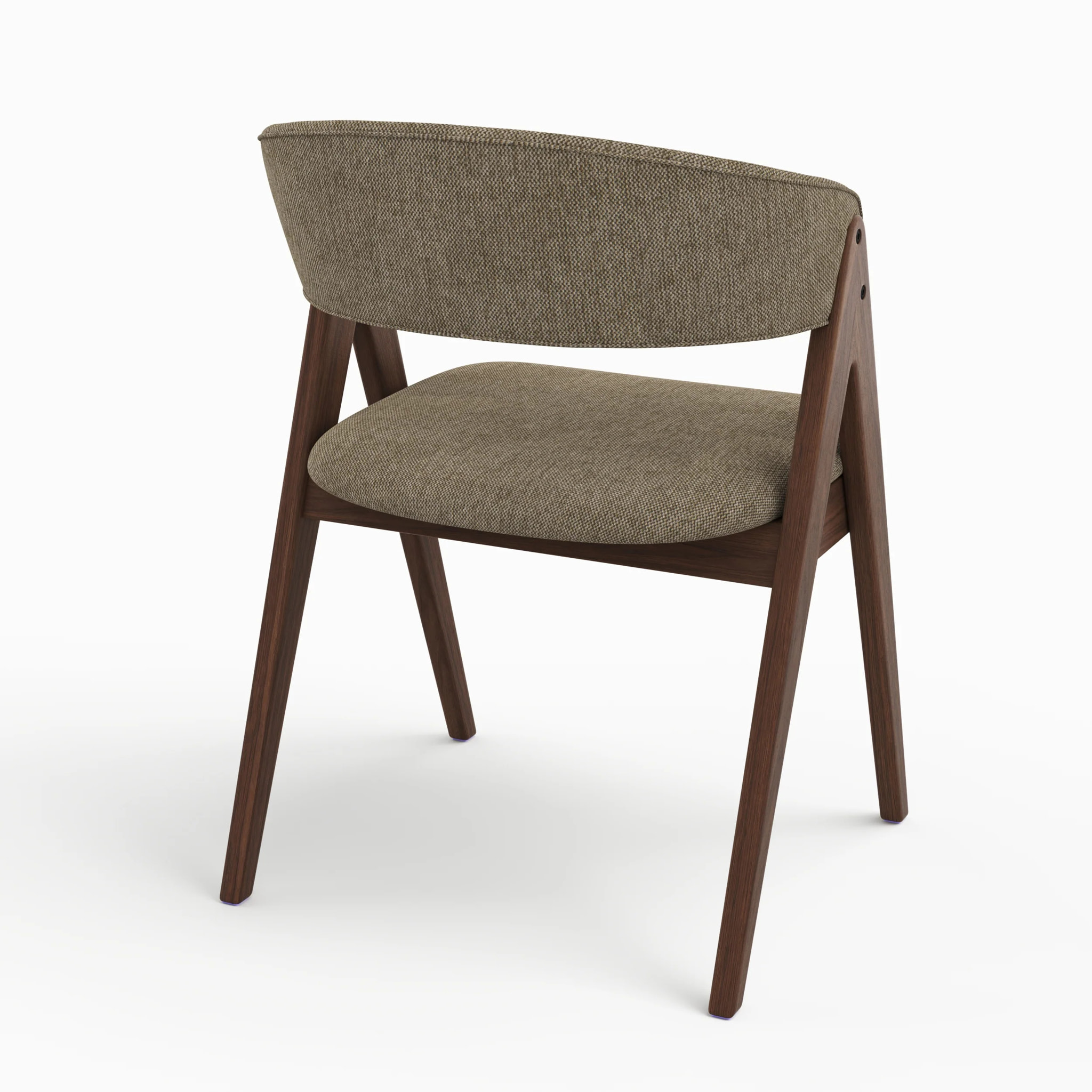 Chaise en bois foncé et tissu vert olive - Isis