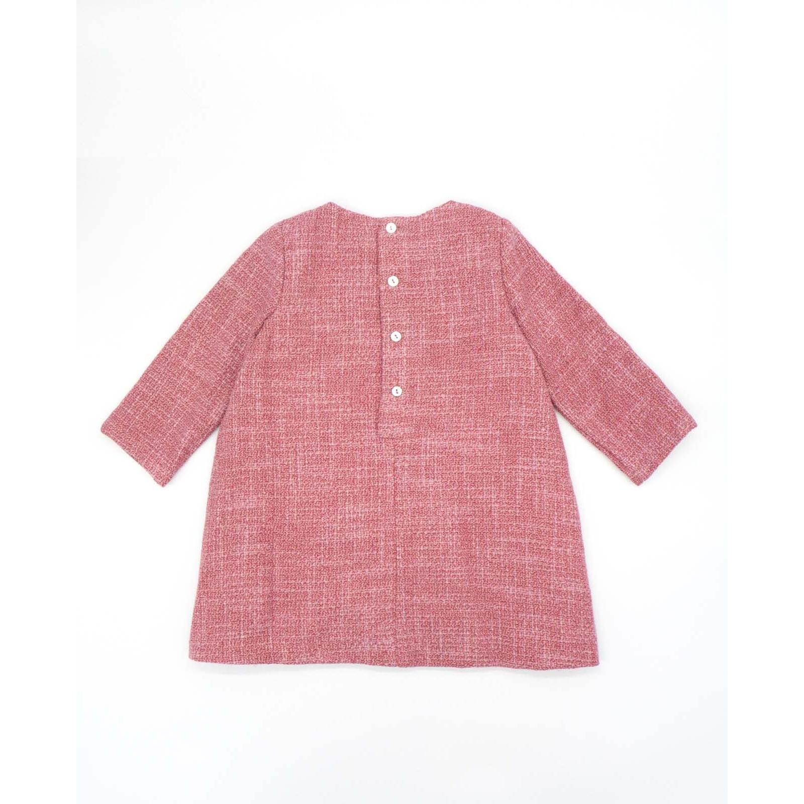 Vestido chanel rosa con bolsillos detalle terciopelo granate