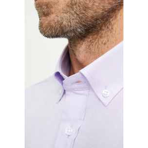 Camicia Uomo 1 Bottone Button Down Slim Cotone Unito Celeste