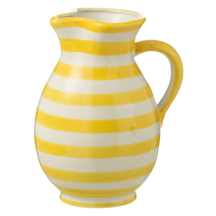 J-Line cruche Granada Stripes - céramique - blanc/jaune - medium