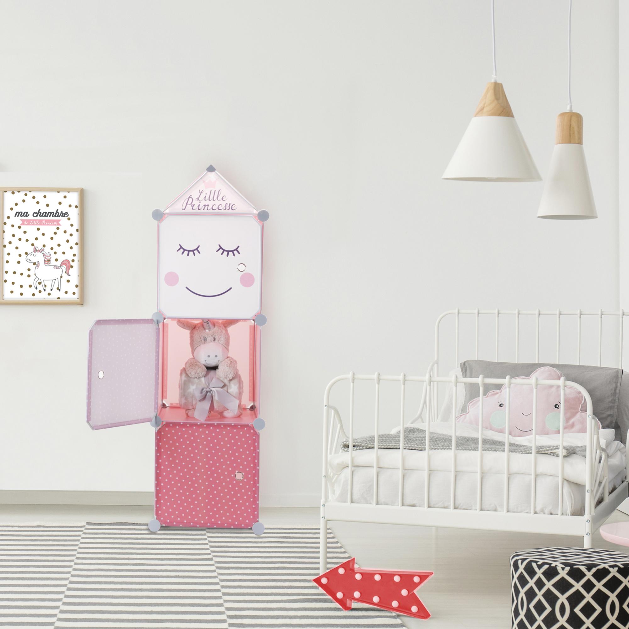RANGEMENT ARMOIRE MODULABLE 3 CUBES FILLE