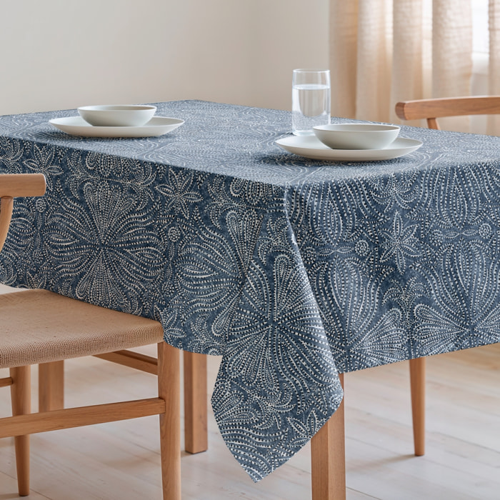 Mantel estampado antimanchas NIKOL AZUL