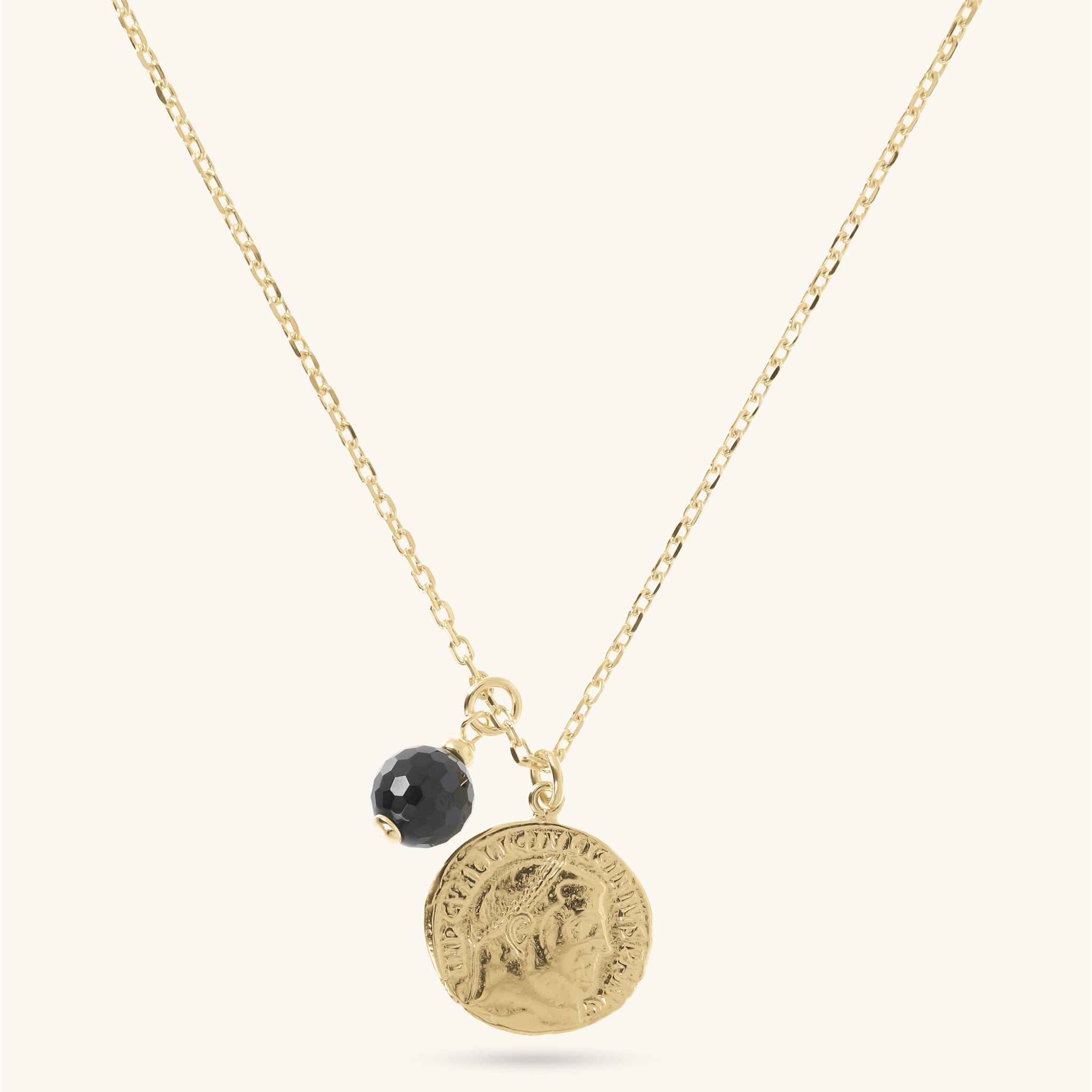 Collana con Pendente Moneta e Spinello Nero