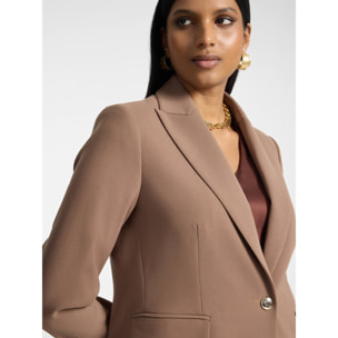 Elena Mirò - Blazer in crêpe con bottone Monogram - Marrone