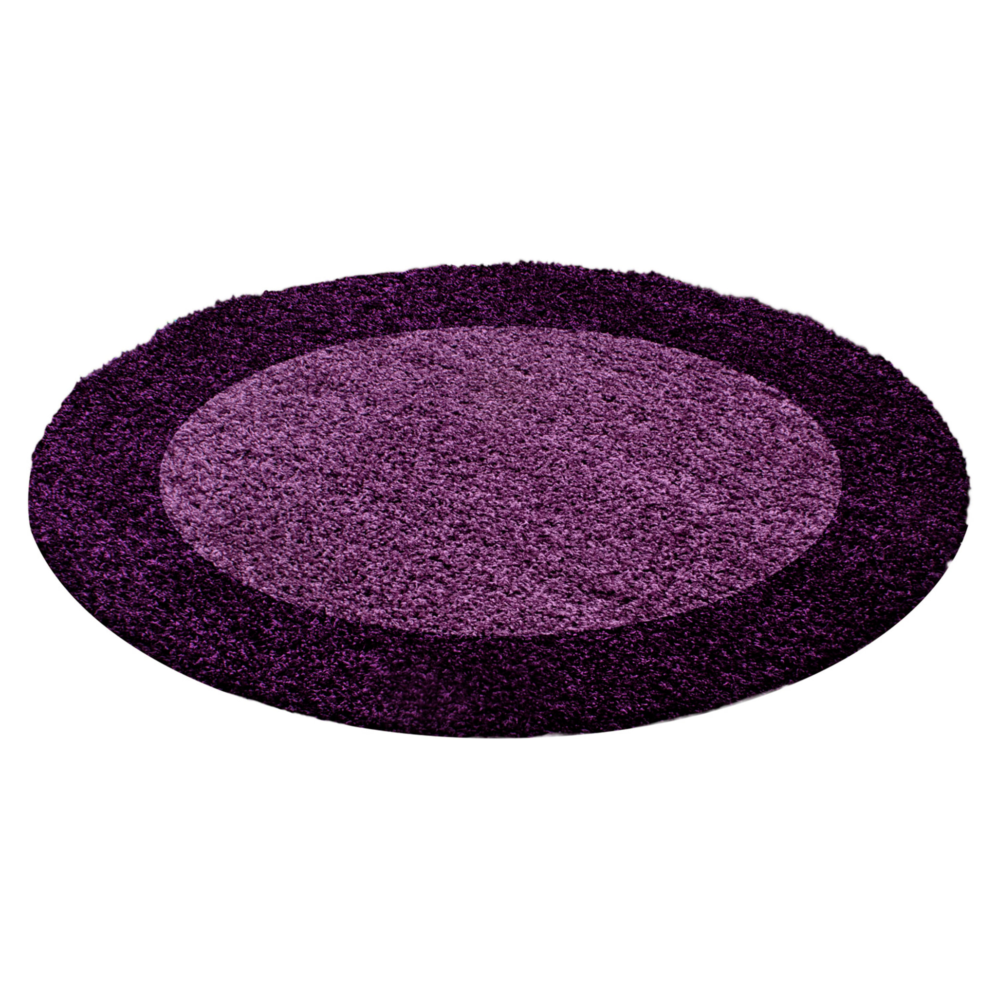 OTTA - Tapis rond shaggy à poils longs motif cadre Lila