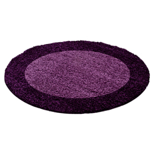 OTTA - Tapis rond shaggy à poils longs motif cadre Lila