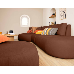 Santorini - module d'assise droit - en tissu texturé - Terracotta