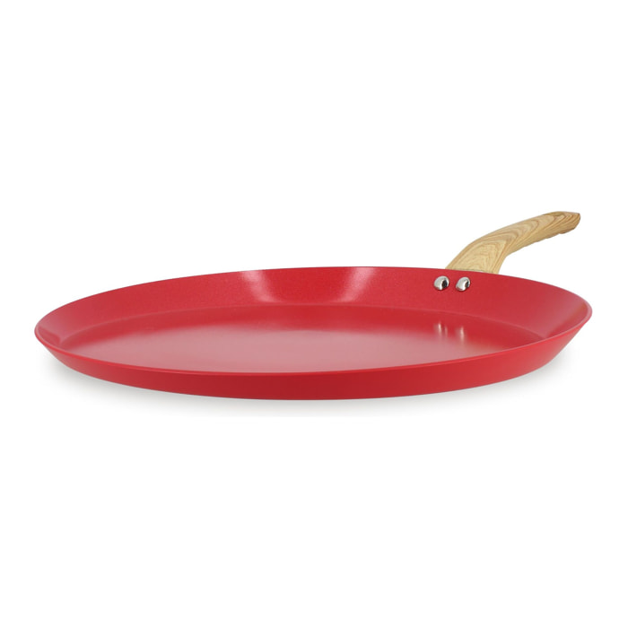 Galetière en revêtement céramique 32cm rouge - tous feux COLORAMA