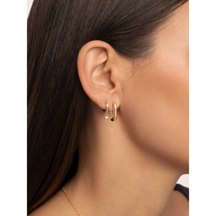 Pendiente Suelto Aro Dance Star Plata Baño Oro