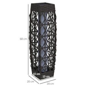 Linterna de Jardín de Ratán Sintético Farola Solar con Luces LED Encendido y Apagado Automático para Terraza Balcón Patio 20x20x68 cm Gris