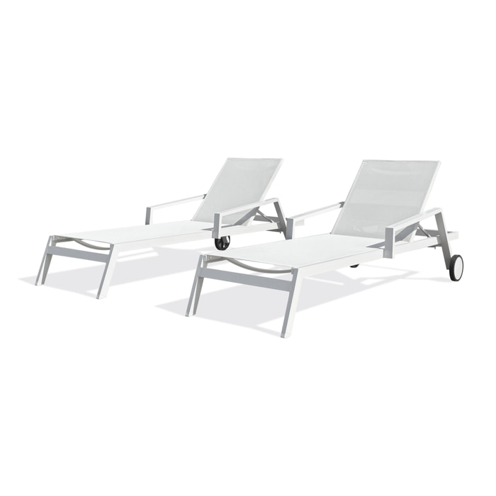 IBIZA - Lot de 2 bains de soleil en aluminium et toile plastifiéehe