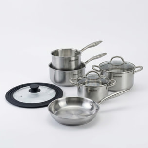 Poêle à Frire, Casseroles, Faitouts inox 18/10 Triply et couvercle Fackelmann Vita3