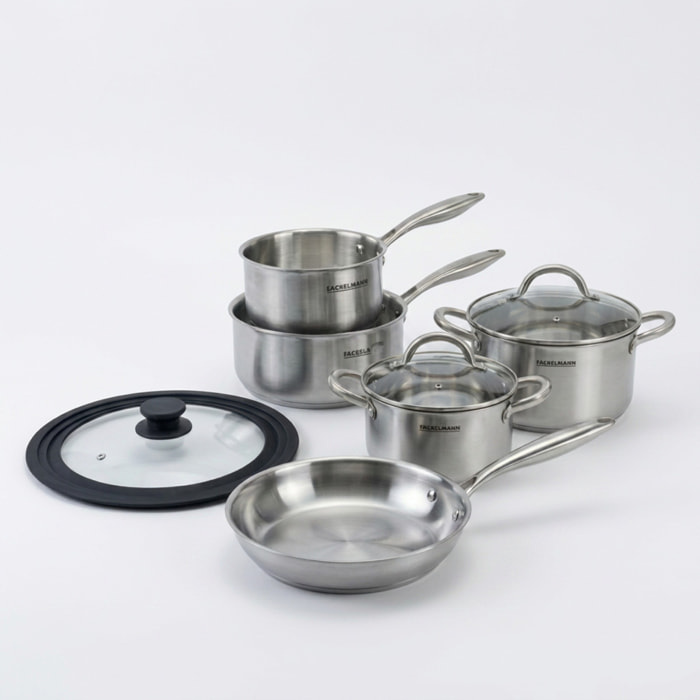 Poêle à Frire, Casseroles, Faitouts inox 18/10 Triply et couvercle Fackelmann Vita3