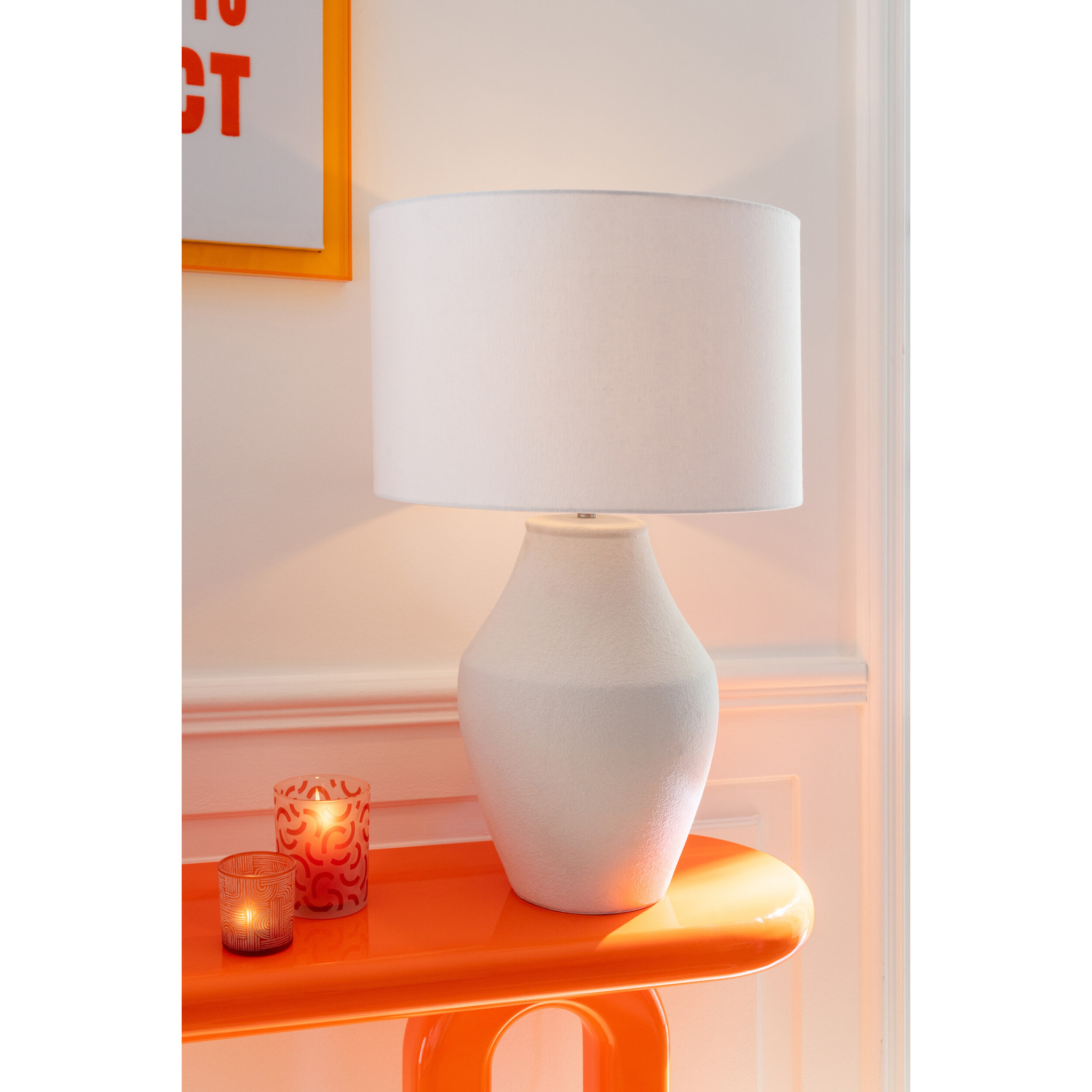 J-Line Photophore Moderne - verre - orange/blanc - large - 2 pièces
