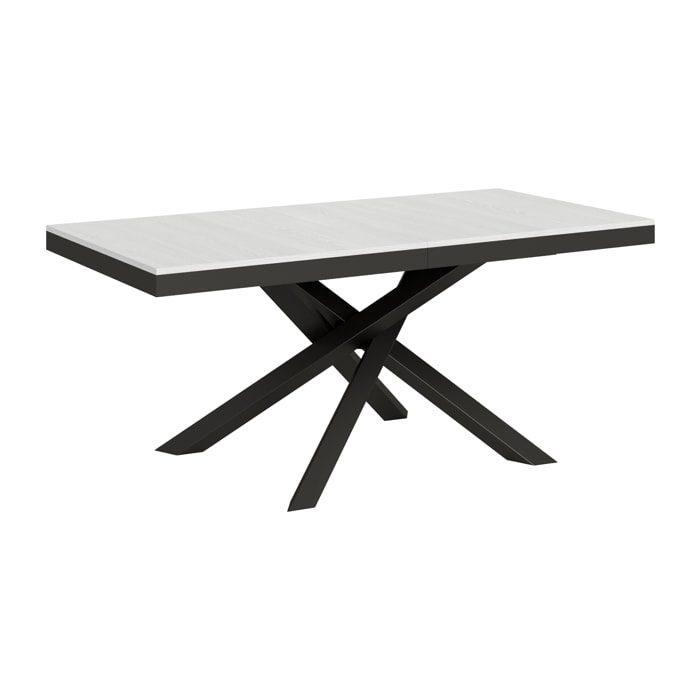 Table extensible 90x180/440 cm Volantis Evolution Frêne Blanc cadre Anthracite