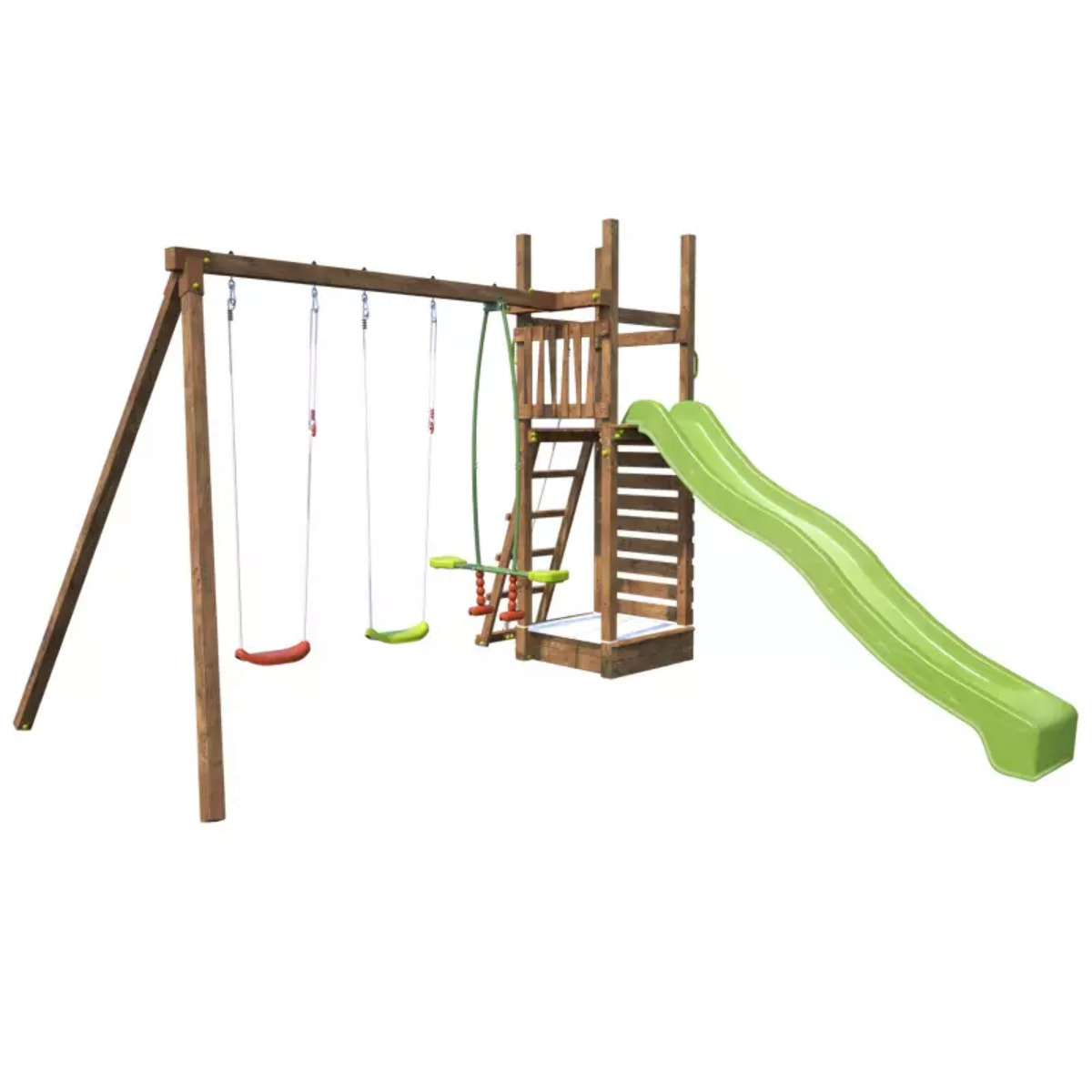 Aire de jeux pour enfant avec portique et mur d'escalade - HAPPY Swing & Climbing 150