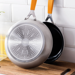 Juego de 2 Sartenes Ø16Ø28cm + Asador cuadrado 28x28cm + Wok Ø28cm en aluminio forjado para inducción COMPACT San Ignacio