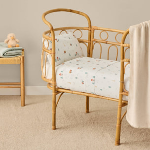 Sábana de algodón percal 180 hilos con estampado de casitas Itas color blanco 100% Algodón percal