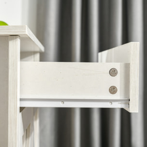 Buffet 2 portes tiroir style rural chic placard avec étagère poignées métal noir aspect bois blanc