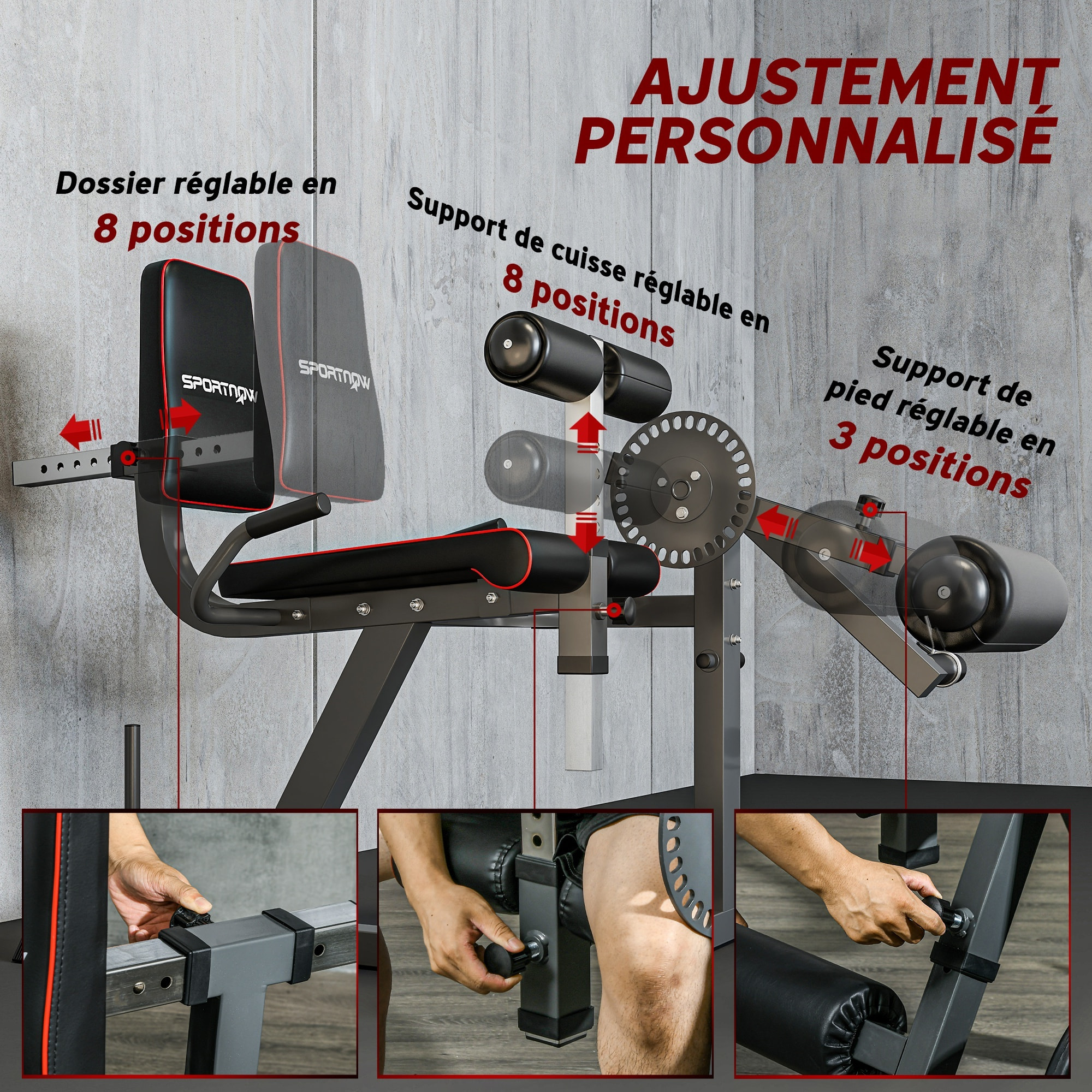 Leg press machine - Leg Curl - presse à mollets - entièrement réglable - max. 120 Kg