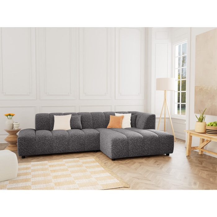 Curtis - canapé d'angle droit 4 places sans accoudoir en tissu texturé - Gris foncé