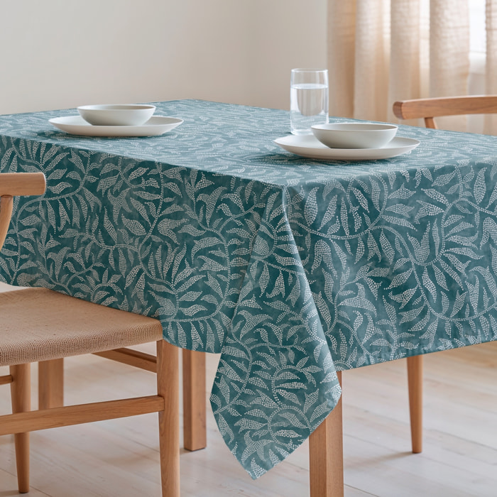 Nappe imprimée anti-tâches YERAY TURQUOISE