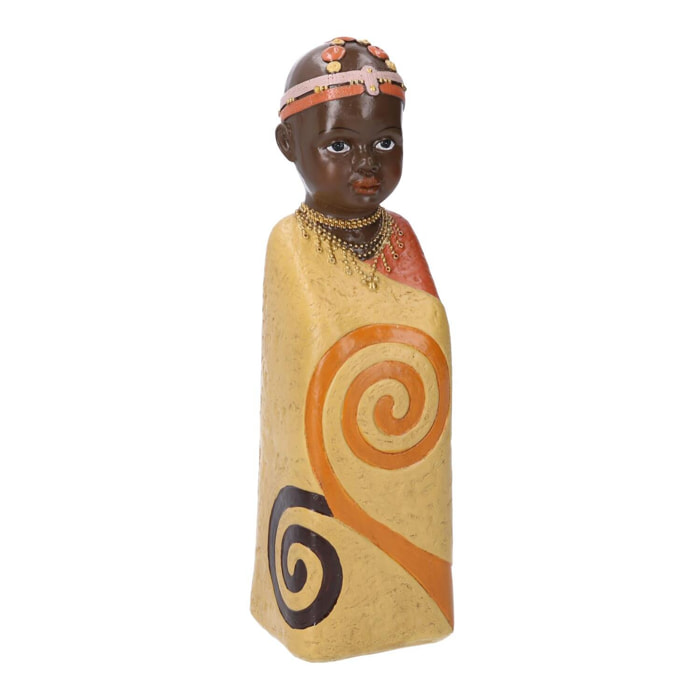 Statua in ceramica bimbo africano giallo cm8x8h26,5