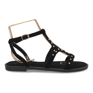 Sandalia plana elegante mujer tachuelas