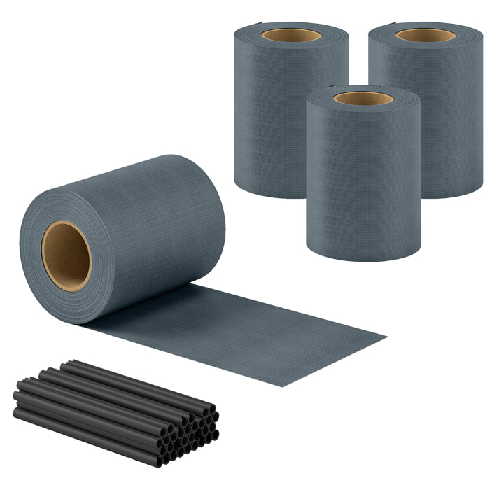 Kit de lamelles occultantes PVC brise vue 35m x 19cm avec 120 clips gris