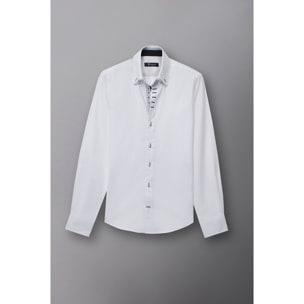 Camicia Uomo 2 Bottoni Button Down 7bottoni Doppio Coll Oxford Unito Bianco