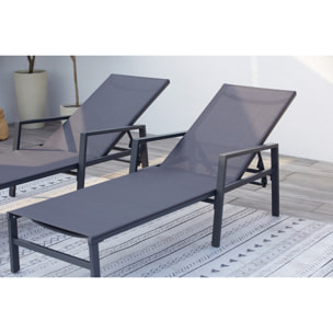 Lot de 2 transats en aluminium gris foncé SITGES