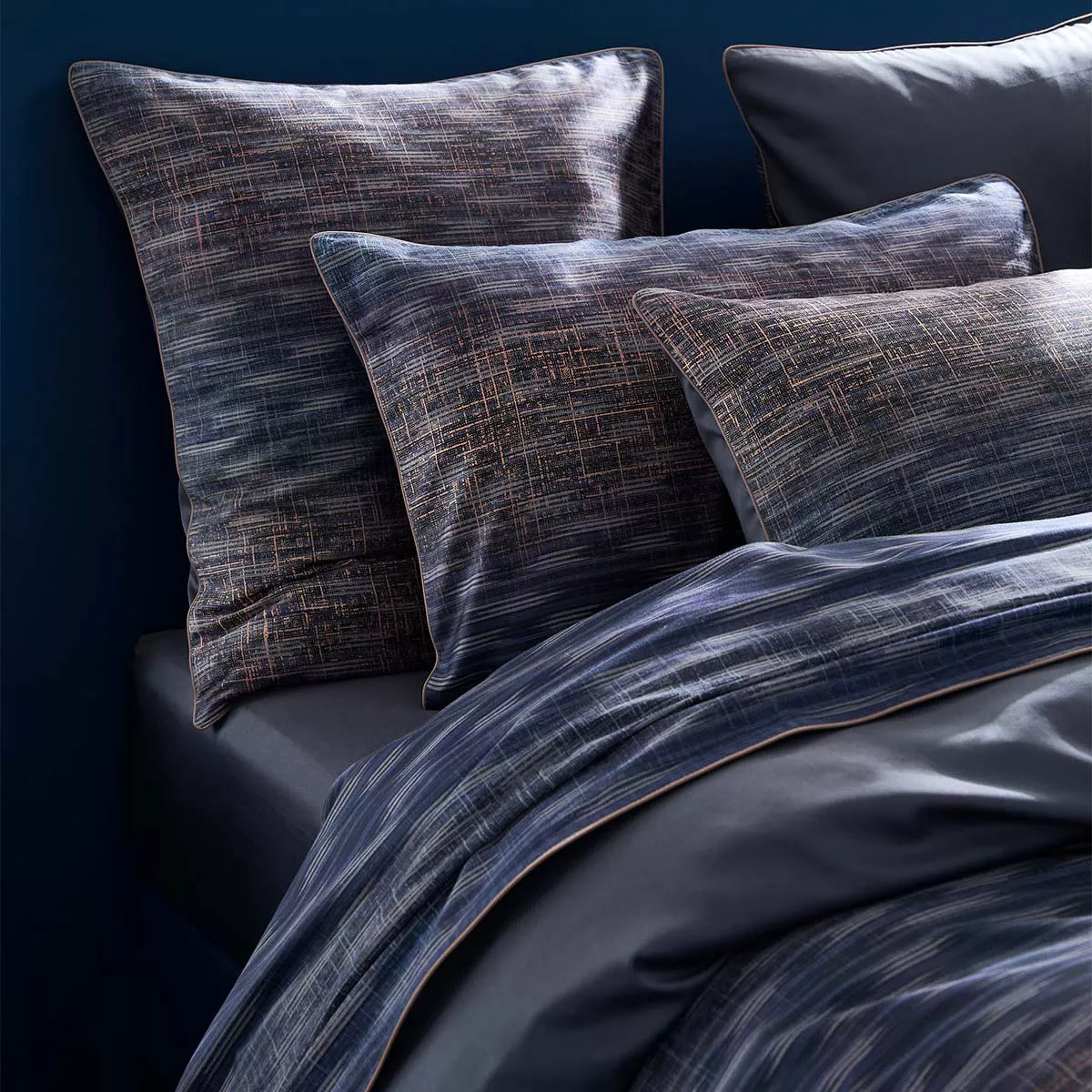 Drap plat satin de coton imprimé orange marine Mist nocturne