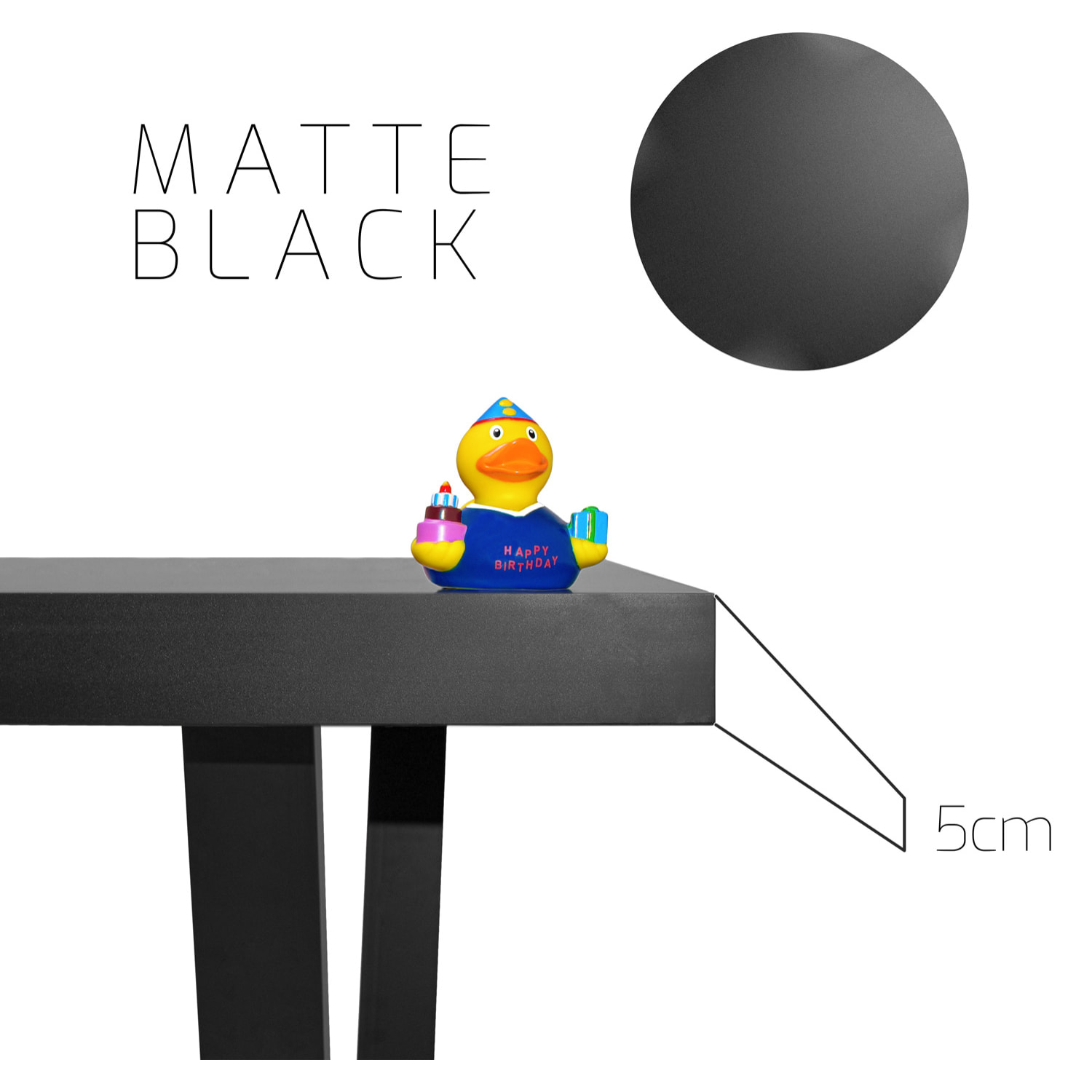 MONTERO - Ripiano per tavolo da 160x90x5cm pranzo in legno con rivestimento in laminato nero. Piano per scrivania, tavolo cucina, tavolino da caffÃ¨