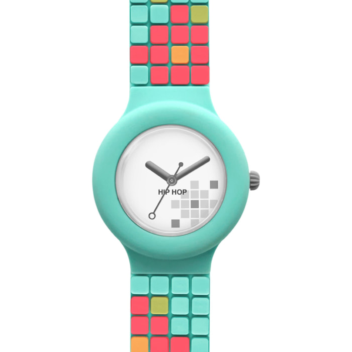 Orologio HIP HOP MOSAIC VERDE-ROSA-BIANCO