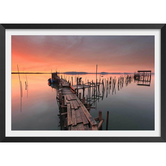 Affiche de Carasqueira au Portugal Affiche + cadre en bois - Noir