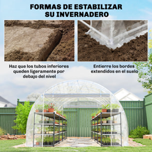Invernadero de Exterior 6x3x2 m, Invernadero de Túnel con 2 Puertas Enrollables, Marco de Acero Galvanizado y Cubierta de PE 150g/m², Anti-UV, Impermeable, para Cultivos, Transparente