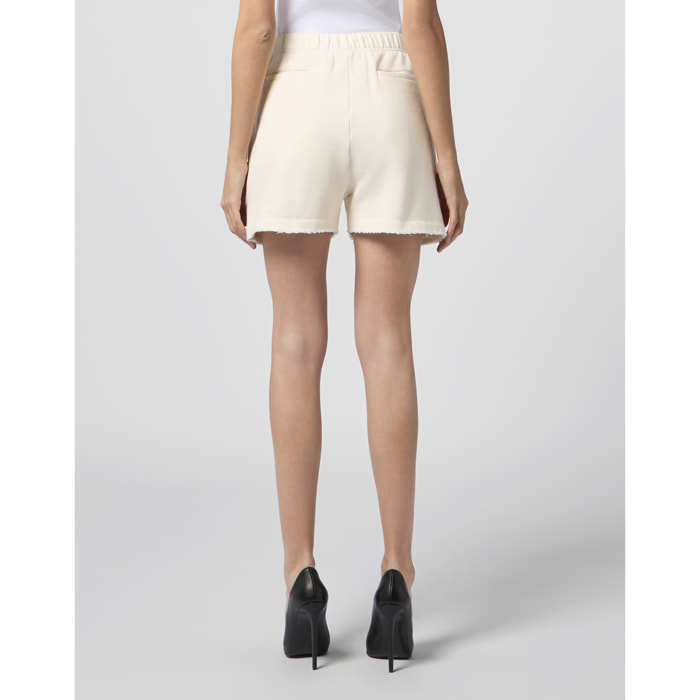 PHILIPP PLEIN Washed Fleece Shorts Tennis Club Crystals
