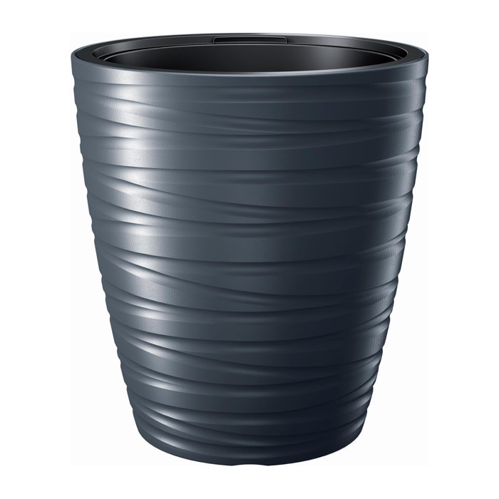 Maceta con deposito 16l maze de plastico en color antracita 29,6 (largo) x 29,6 (ancho) x 32,9 (alto) cm