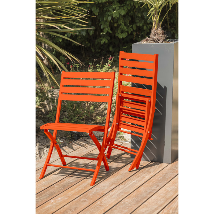 MARIUS - Lot de 2 chaises de jardin en aluminium orange