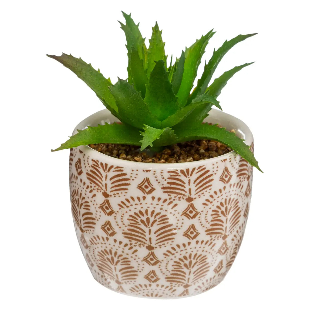 Plante artificielle - pot imprimé en porcelaine - H9 cm