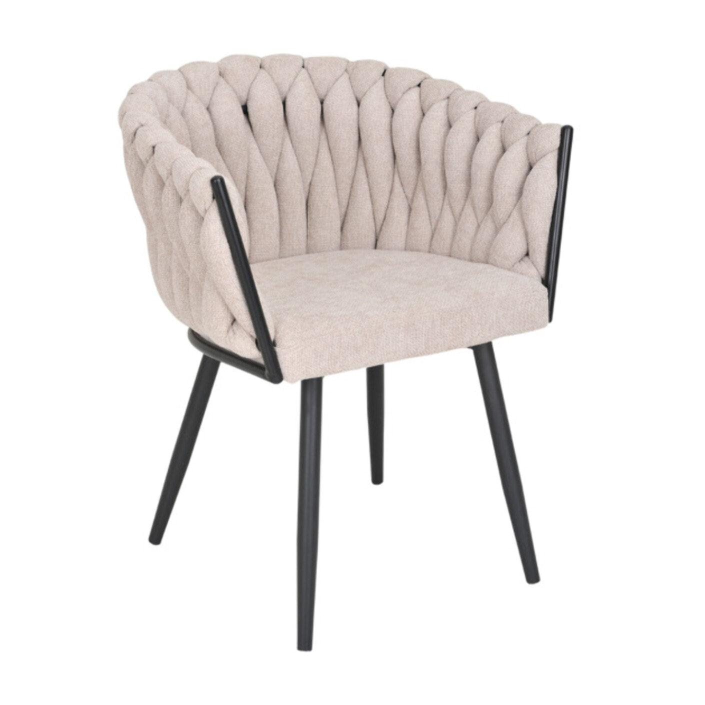 Chaise en tissu beige avec accoudoirs et pieds en métal - MELODIE 2