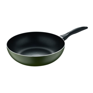 Wok ø28x7,5 cm en aluminio prensado verde, antiadherente y ligera para cocina diaria expert san ignacio