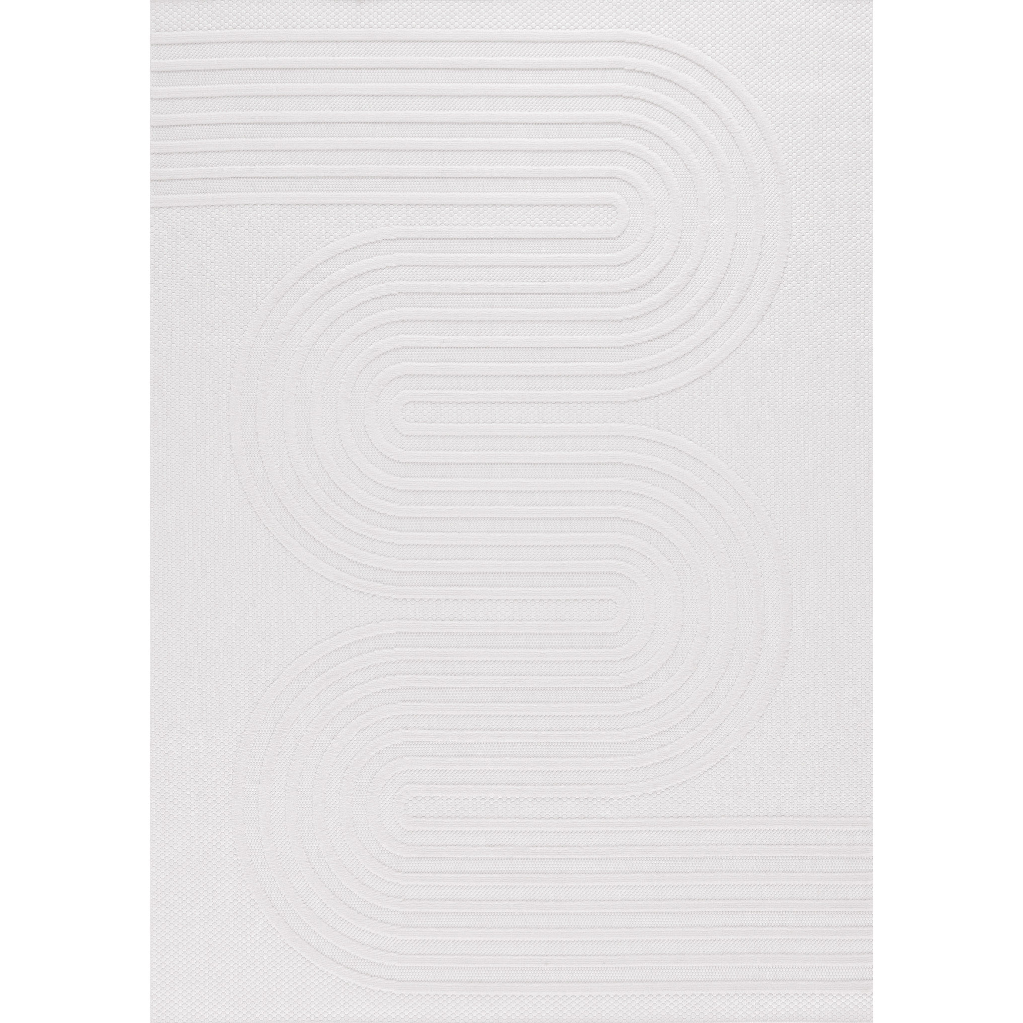 SANTORINI - Tapis d'intérieur/extérieur à motifs en relief vague - Blanc