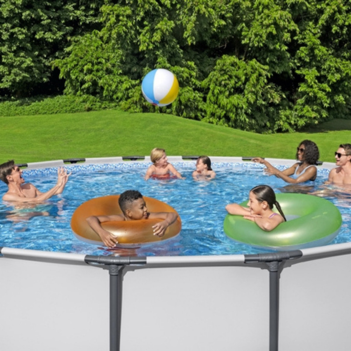 Bestway Piscine hors sol tubulaire ronde Bestway Steel Pro Max 549 x 122 cm gris clair