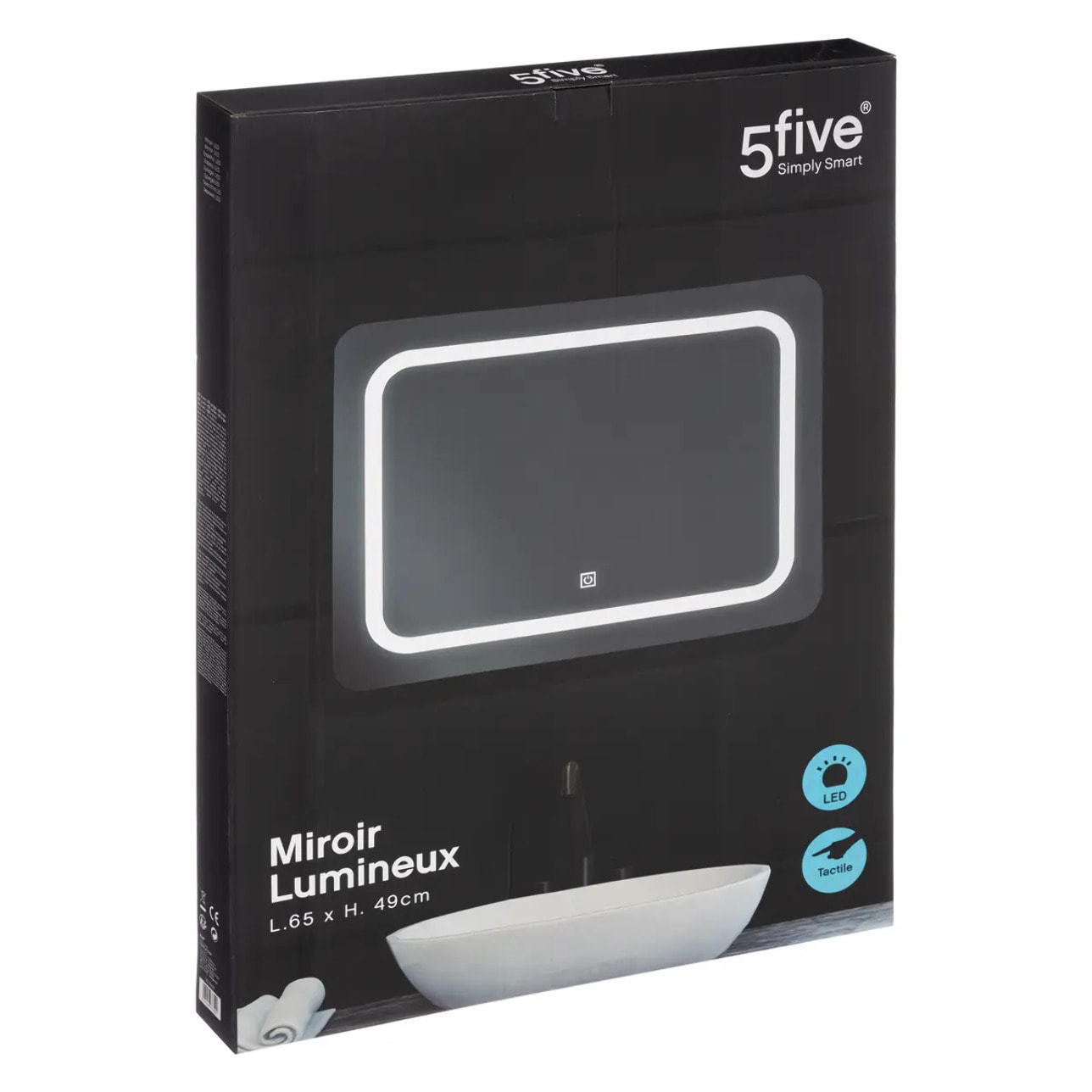 Miroir rectangulaire angle à led 65x49cm