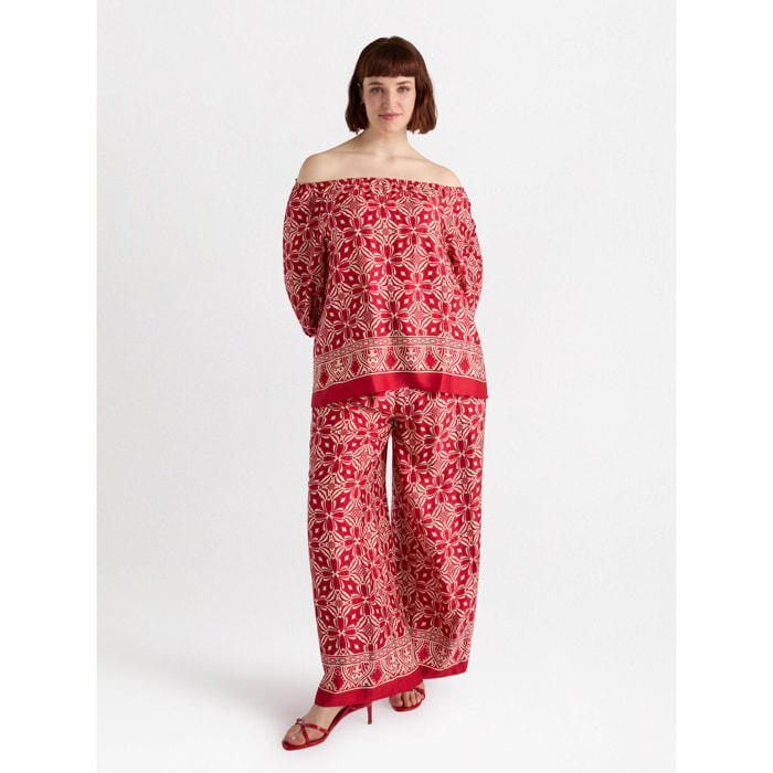 Fiorella Rubino - Blusa con estampado étnico - Rojo