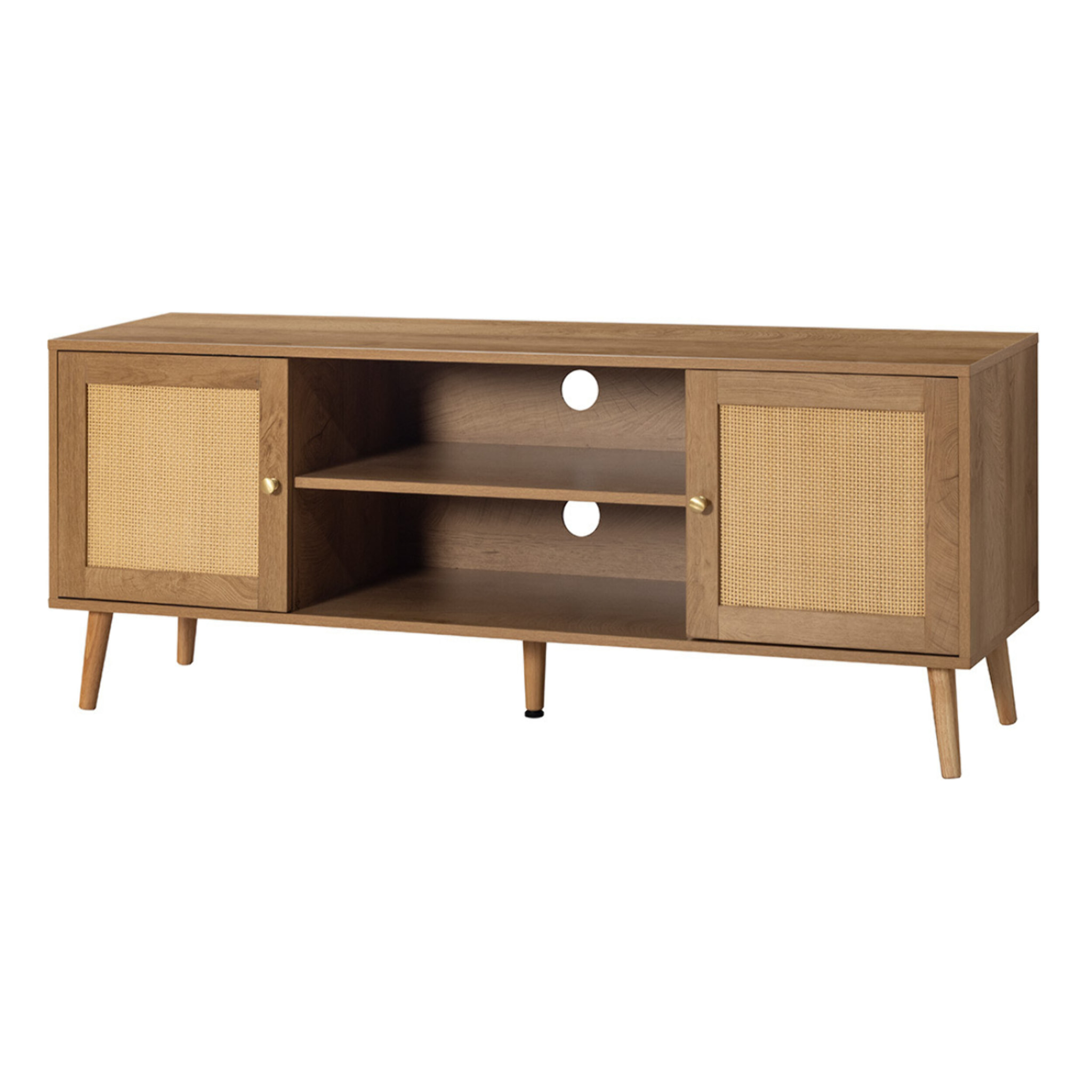 Goto - meuble tv - effet bois et cannage - 140 cm - Bois