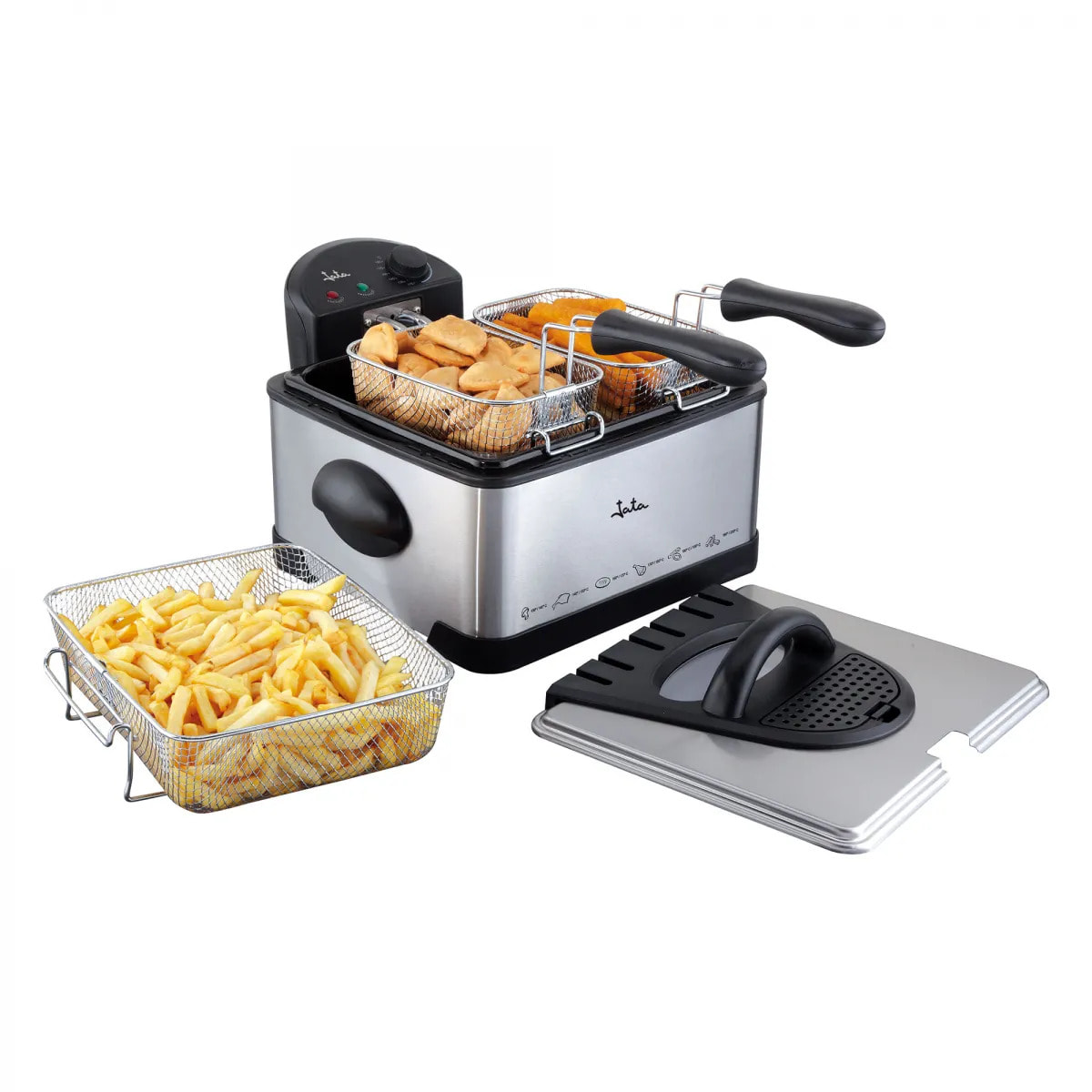 Freidora aceite JATA FR700 de 3,2 litros. Temperatura regulable. Cuba extraíble. Fácil limpieza