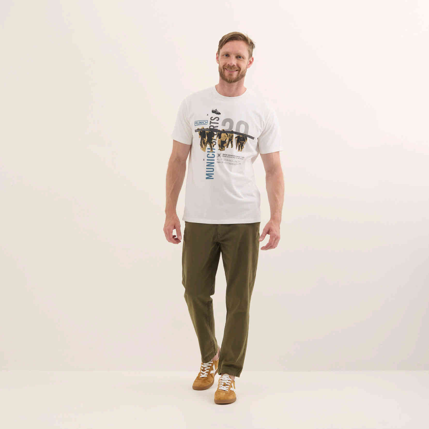 Camiseta de Algodón Orgánico con Logotipo Tipográfico Retro LIFESTYLE T-SHIRT GEORGE WHITE