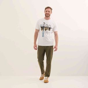 Camiseta de Algodón Orgánico con Logotipo Tipográfico Retro LIFESTYLE T-SHIRT GEORGE WHITE